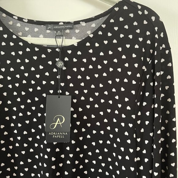 New Adrianna Papell Plus Black and Ivory Heart Print Blouse Size 3X - Picture 5 of 16